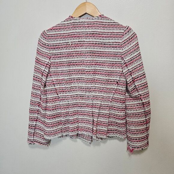 Rebecca Taylor Tweed Peplum Blazer Pink Size 4 - Picture 2 of 8